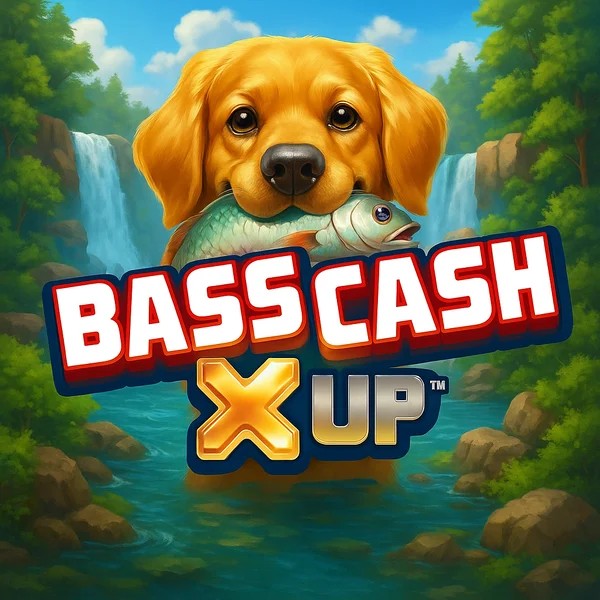 Bass Cash X UP slot logo by Alchemy Gaming at Pistolo Casino