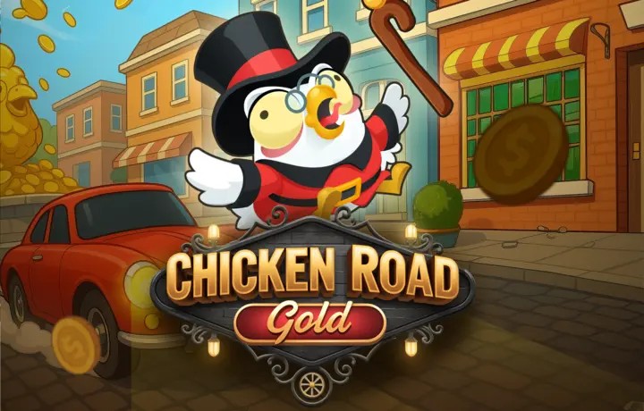 Chicken Road Gold slot visual from InOut available on pistolo.eu