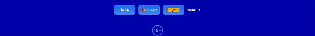 Pistolo Casino footer showing Visa, Mastercard and payment options with an 18+ responsible gambling age notice.