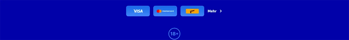 Pistolo Casino footer showing Visa, Mastercard and payment options with an 18+ responsible gambling age notice.