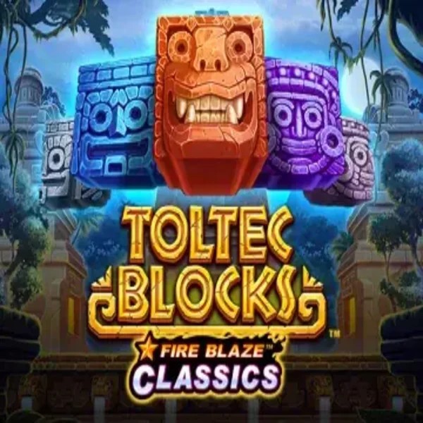 Fire Blaze: Toltec Blocks slot logo by Rarestone Gaming at Pistolo Casino